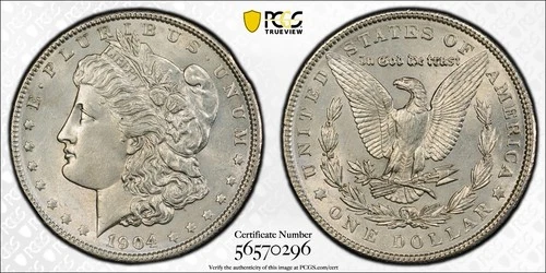 1904 Morgan Silver Dollar PCGS Gold Shield Cleaned UNC Details