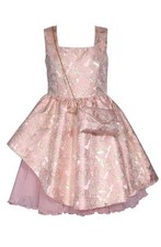 NEW Bonnie Jean Girls Size 10 "PINK GOLD JACQUARD" Floral Rose Dress Bag Set NWT