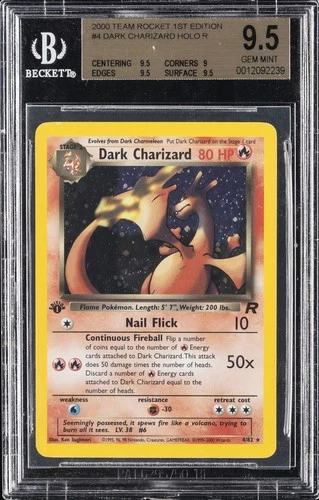 2000 POKEMON TEAM ROCKET 1ST EDITION HOLO R #4 DARK CHARIZARD BGS 9.5