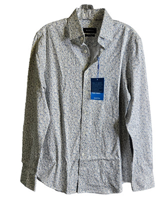 Bugatchi Shirt Men MEDIUM  Long Sleeve 8 Way Stretch  Button