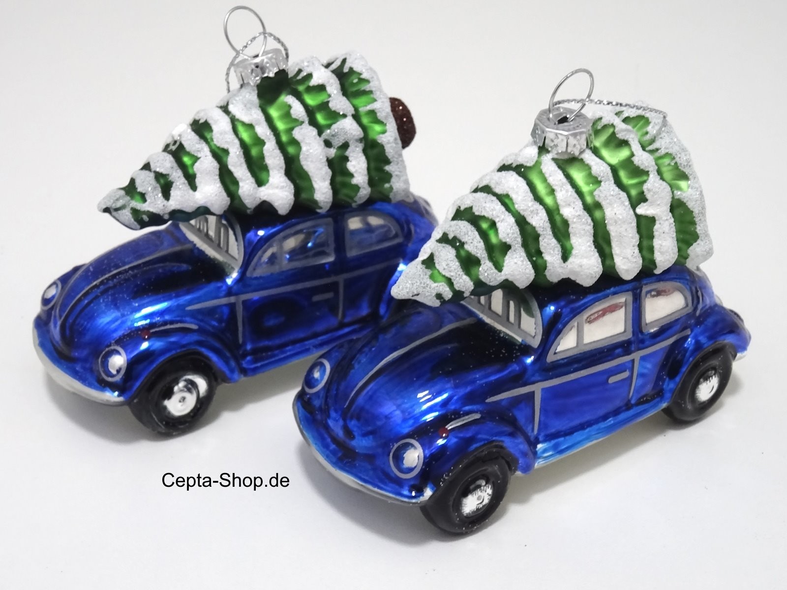 Volkswagen VW Beetle Christmas Tree Ornament, Christmas Decoration 2 Pieces Blue
