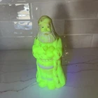 Fenton Burmese Santa with Kitten Uranium Glass 2005 Hand Painted