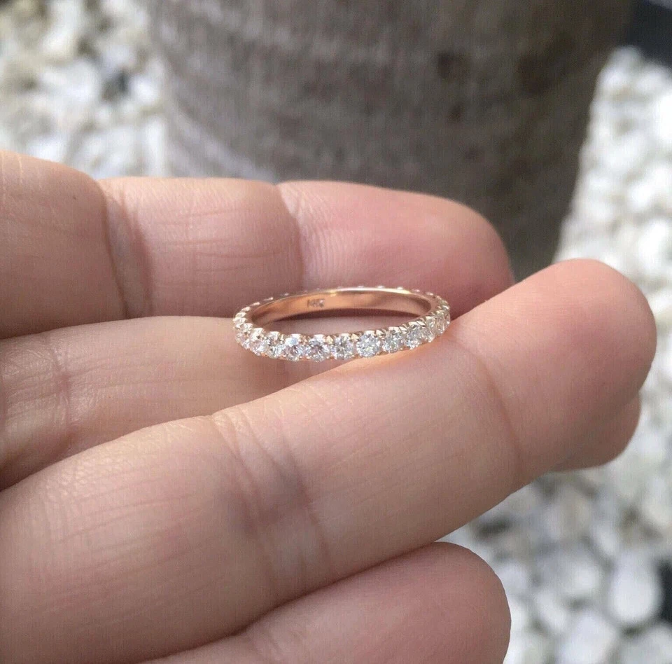 1.80Ct Round Cut Real Moissanite 18K Rose Gold Plated Full Eternity Wedding Band - Image 2 of 4