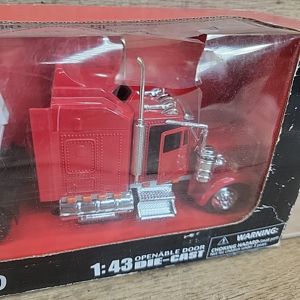 NEW RAY Longhauler KENWORTH W900 Semi Truck & Trailer 1:43 Scale Red / WHITE - Image 2 of 4