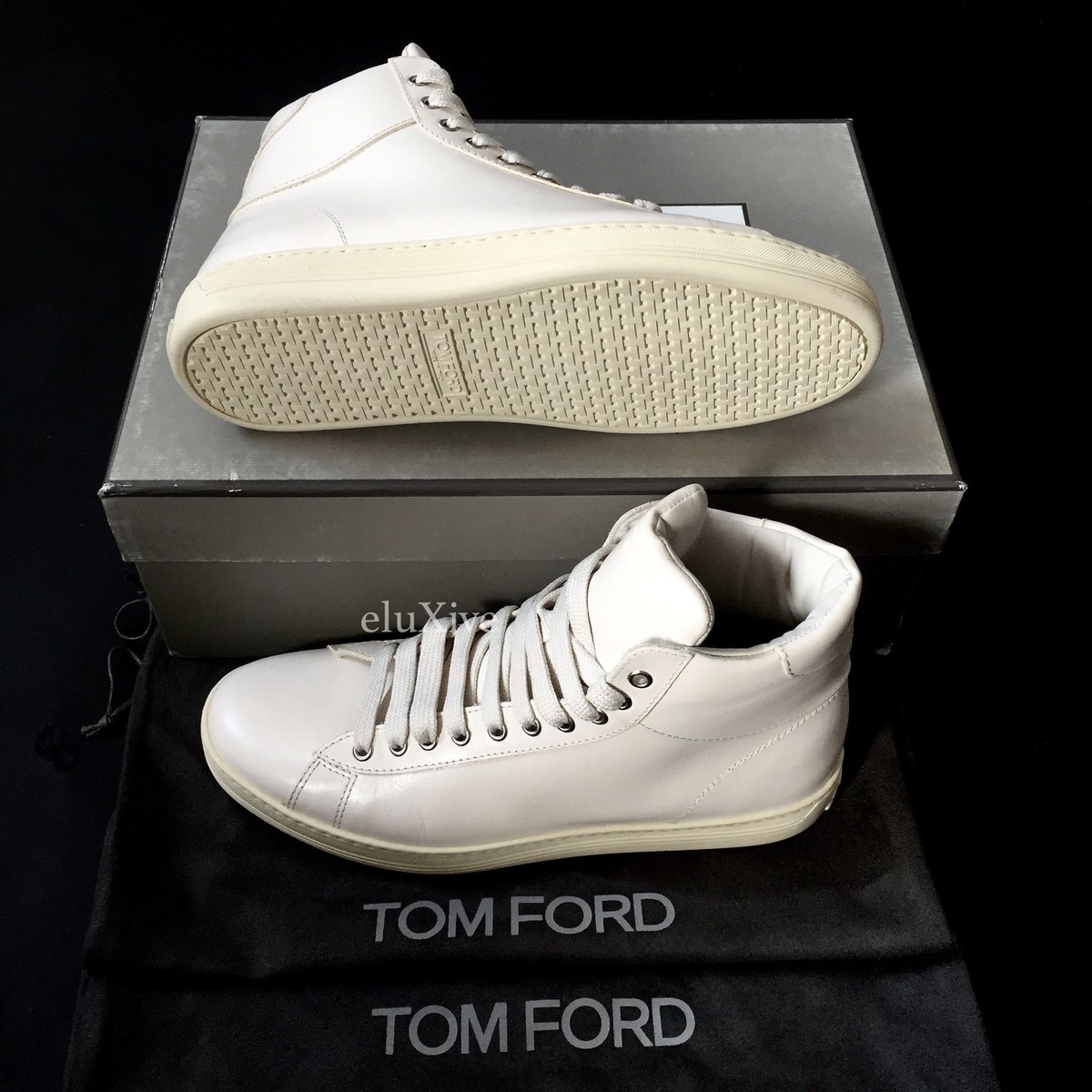 TOM FORD ホワイトスニーカー トム フォードのホワイトスムースレザースニーカーが、GQ Live!初日に