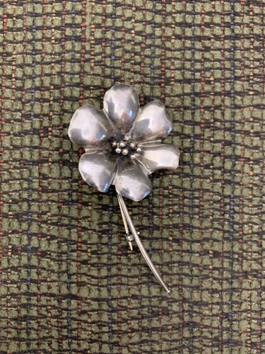 Vintage Sterling SIlver Coro Craft Marked Flower Pin Brooch - 第 1/2 張圖片