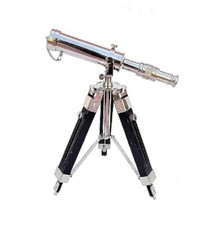 Vintage Black Wooden 10-Inch Brass Telescope Spyglass - Nautical Maritime Decor