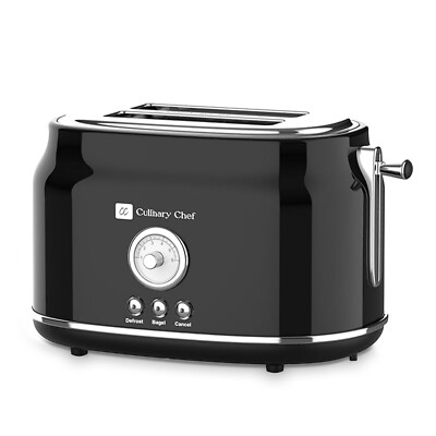 Culinary Chef, 2 Slice Retro Toaster, Black