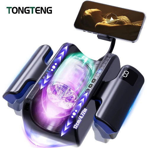 Automatischer-Masturbator-Cup-10,-Stoß–und-Vibrationsmodi,—Telefonhalter
