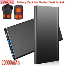 2PCS 5V/2.1A 20000mAh Battery Pack USB Power Bank for Heated Vest Jacket Pants