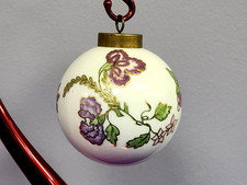 Lovely HAND PAINTED GOLD EMBOSSED Floral Christmas Ornament - signed J Winter
