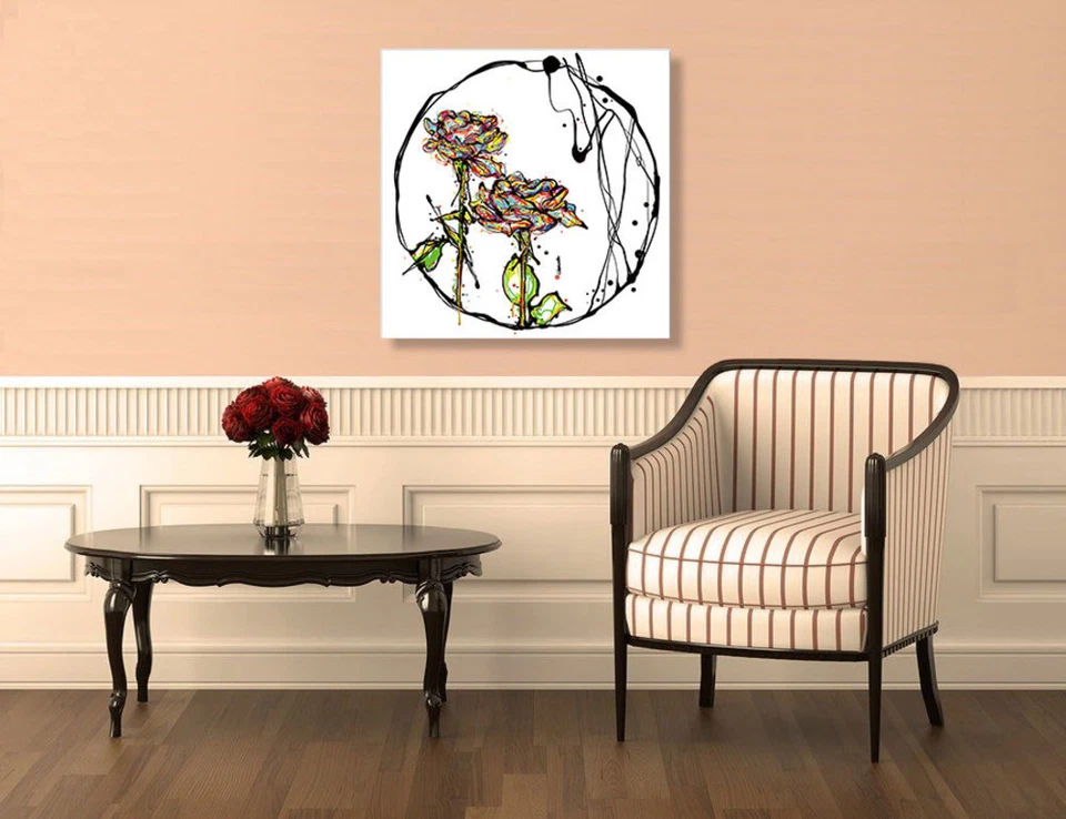 Arte de pared acrílico Epic Graffiti "Inked Roses", 24" x 24" Foto 2 de 4