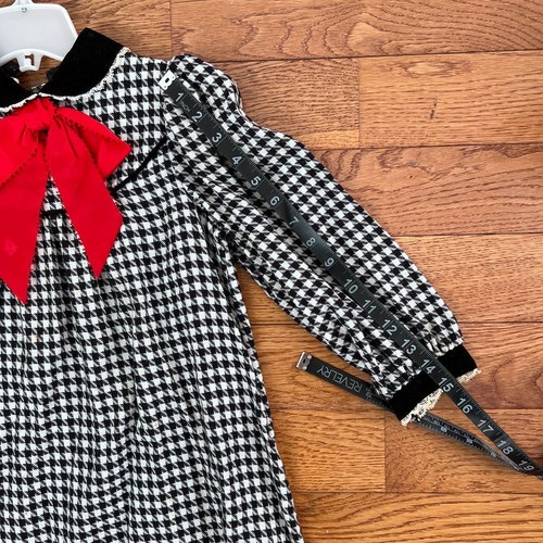 Vintage Christian Dior Houndstooth Dress with Red Bow Peter Pan Collar Dress - Picture 14 of 14