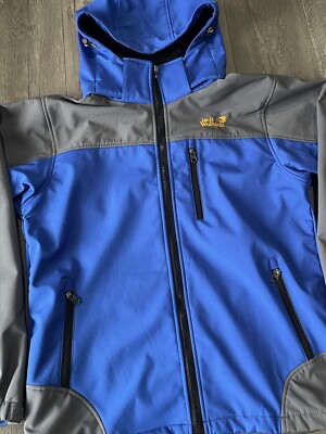 Jack Wolfskin Blue & Grey Hooded Soft Shell Jacket Men's Size