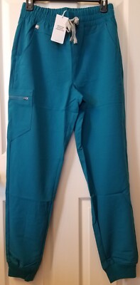 Figs Zamora High Waisted Scrub Pants Women size S Small Tall Teal PCB NEW