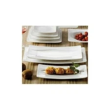 CAC MDN-14 Modern 13 1/2"x7" Bone White Rectangular Porcelain Platter-LOT OF 12