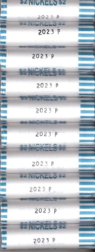 BU LOT OF 10 GEM 2023 P JEFFERSON NICKELS ROLLS OBW SHOTGUN ROLLS trade for 2025