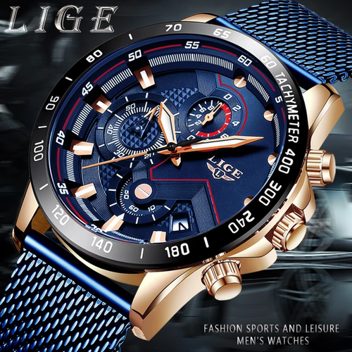 Superbo Orologio Lusso Lige Top Qualità Uomo pelle Datario Cronografo a  Tenuta* | eBay