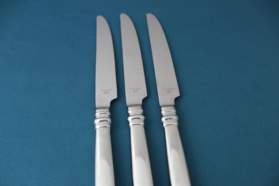 3 cuchillos de cena Ralph Lauren Montgomery acero inoxidable 1999 Corea 9 5/8" Foto 3 de 4