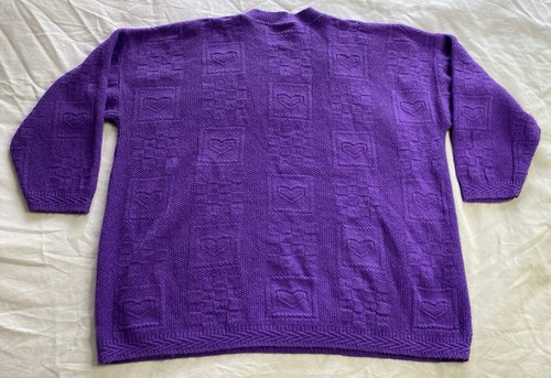 VTG Cuddle Knit Sweater Pullover Womens 1X Heart Quilt Pattern Knit Made In USA - Picture 8 of 8