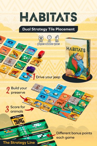 Habitats Tile Game Allplay Board Family Animals Wildlife Preserve Park Solo - Picture 4 of 4