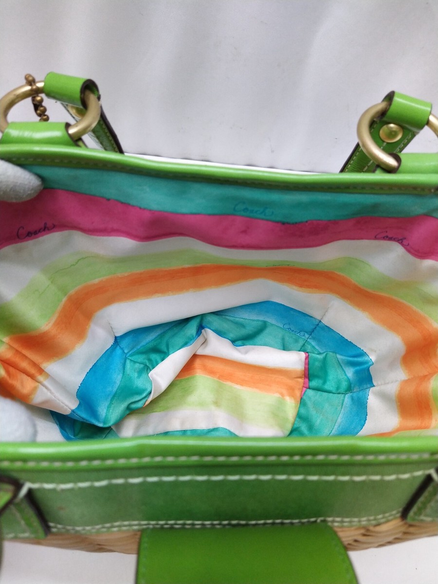 Coach Limited Edition Natural Straw Green Canvas Turnlock