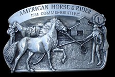 1984 AMERICAN HORSE  RIDER COMMEMORATIVE BELT BUCKLE  761/5000 PEWTER US MADE
