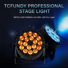 TCFUNDY 180W RGBWAUV LED Par Can Light DMX Stage DJ Disco Party Light Wash light