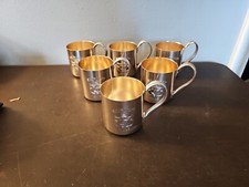 Vtg Set 6 Aluminum & Copper Metal Smirnoff Logo Advertising Mule Mugs Hong Kong
