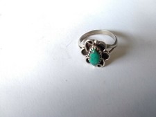 Turquoise Native American Sterling Silver 925 Ring Size 5 1/4 Not signed