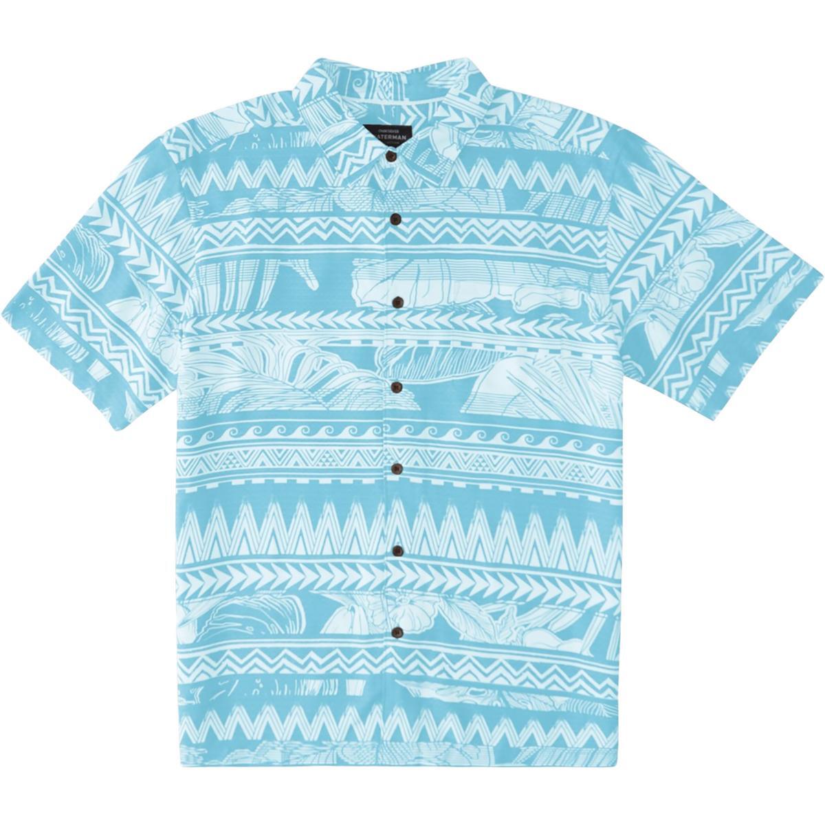 Мужская синяя рубашка Quiksilver с ацтекским воротником и коротким рукавом на пуговицах S BHFO 9739