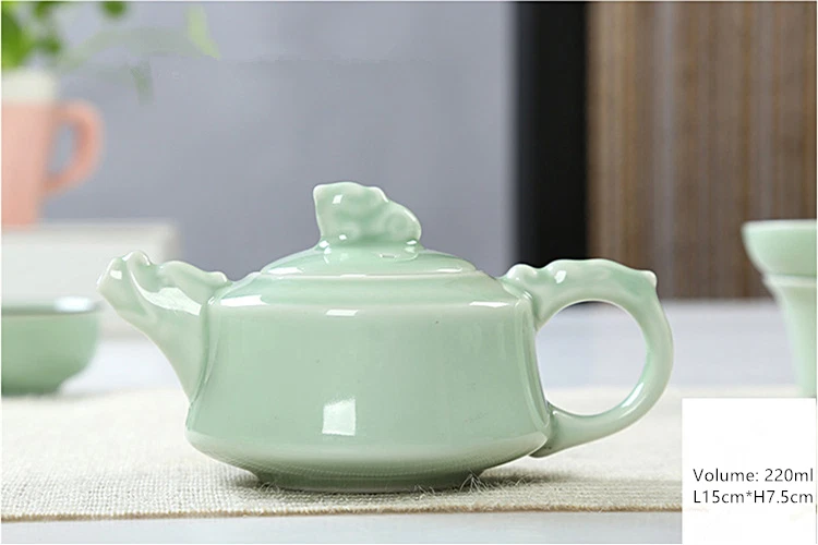 Conjunto de chá de porcelana chinesa alívio de peixe cerâmica gaiwan kungfu bule de chá xícaras - Imagem 2 de 4