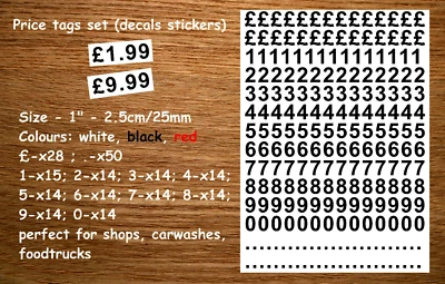 Price Stickers Decals Numbers Digits Price Tags Sale Stickers 25mm