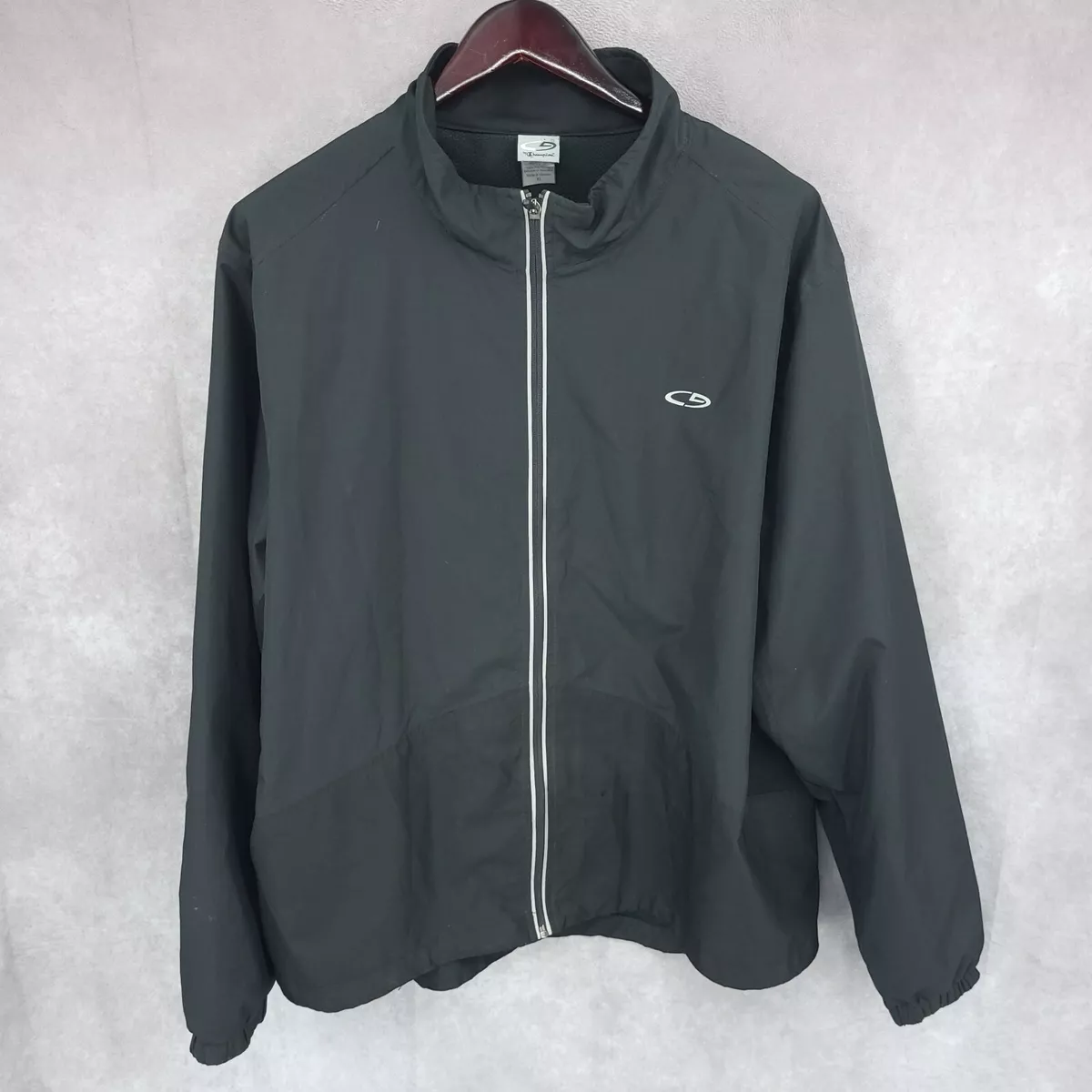 Champion C9 Jacket Mens XL Black Full Zip Windbreaker Back Pocket