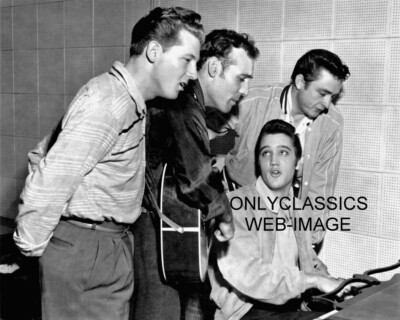JOHNNY CASH ELVIS PRESLEY JERRY LEE LEWIS & CARL PERKINS 8X10 PHOTO PIANO GUITAR