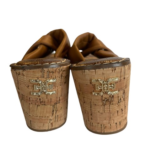 Sam Edelman Ramsey Sandals Womens US 8.5 M EU 39 Brown Leather Cork Wedge High - Picture 5 of 10
