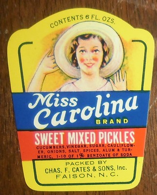 Piedmont File Copy Miss Carolina Sweet Mixed Pickles Jar ...