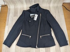 Marc Cain Jersey Biker Jacket Black Size N5 Uk 16 Zc31.38 W39
