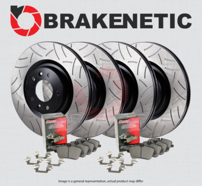 F&R BRAKENETIC Premium GT Slot Brake Rotors + Ceramic Pads BPK89939