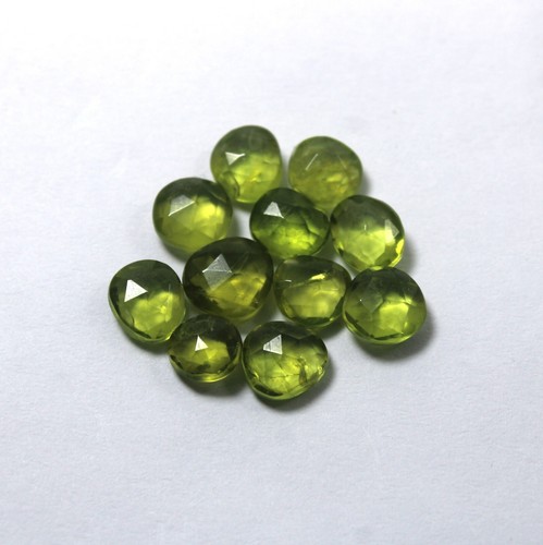 15.5 Carat 8x7-6x6.5 MM Natural Green Peridot Both Side Rose Cut 11 Piece Lot - Picture 2 of 12