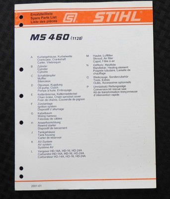 Genuine STIHL MS460 MS 460 Chainsaw Parts List Catalog Manual ORIGINAL Minty