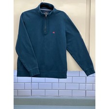 Brooks Brothers Mens Blue Quarter Zip Pullover Golf Sweatshirt Fleece Logo M
