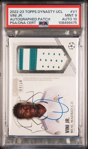 2022 TOPPS DYNASTY UEFA CHAMPIONS LEAGUE VINI JR. 4/10 PSA 9 AUTO 10