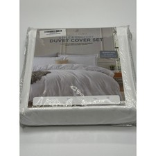 NWT Hearth  Harbor Style Comfort Queen Duvet Cover Set White Microfiber