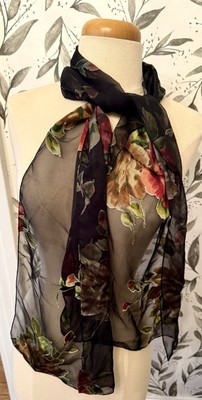 Vintage Sheer Black Floral CEJON Scarf/Wrap