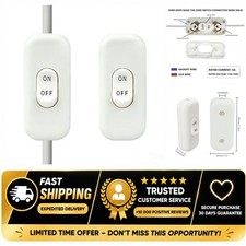 Inline Cord Switch 2 Pcs, AC 250V 6A On/Off Rocker Lamp Cable Switch, White