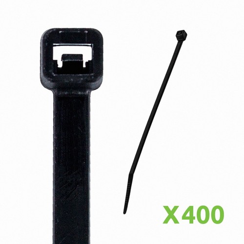 14 Inch Nylon UV Resistant Cable Wire Zip Tie 120 lbs Black 400 Pack Lot Pcs Qty