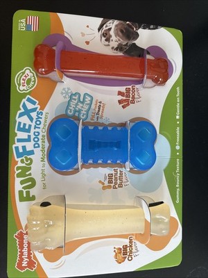 Nylabone Fun and Flexi Dog Toys, 3-count, for Light to Moderate Chewers