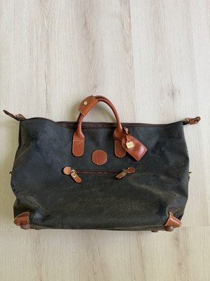 BRIC'S ITALY pebbled Resistant Life Cargo Duffle TRAVEL Bag Cognac Trim EUC 18 