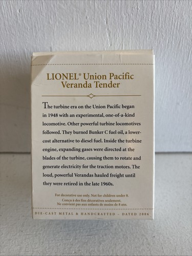 Lionel Union Pacific Veranda Tender Train Hallmark Keepsake Christmas Ornament - Picture 2 of 4